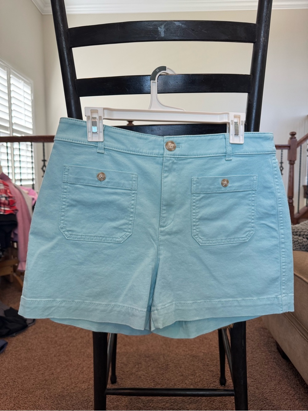 LOFT The Palmer Short Light Blue Women's 80% Cotton Shorts